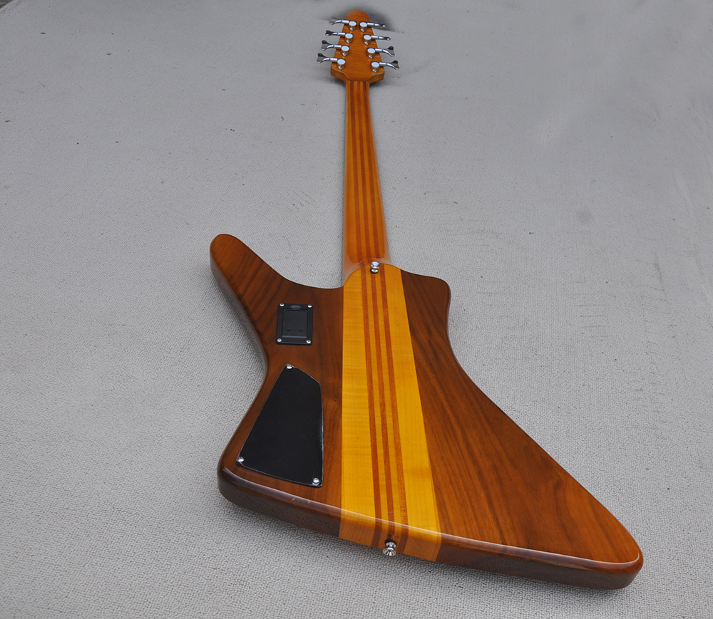 8 Strings Brown Electric Bass Guitar with 24 Frets Neck Through Body Can be Customized