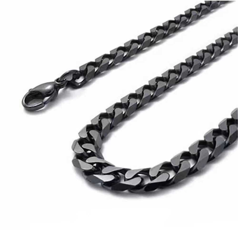 Anhänger Halsketten Kubanische Link Kette Schwarz Farbe Edelstahl Ketten Halsketten Ton Punk Charme Schmuck 3MM 5MM 7MM J230601