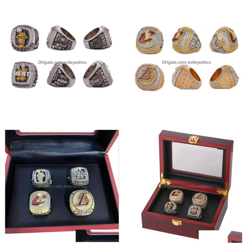 Solitaire Ring James Basketball Team Champions Championship Set With Wooden Box Souvenir Men Women Boy Fan Brithday Gift 2022