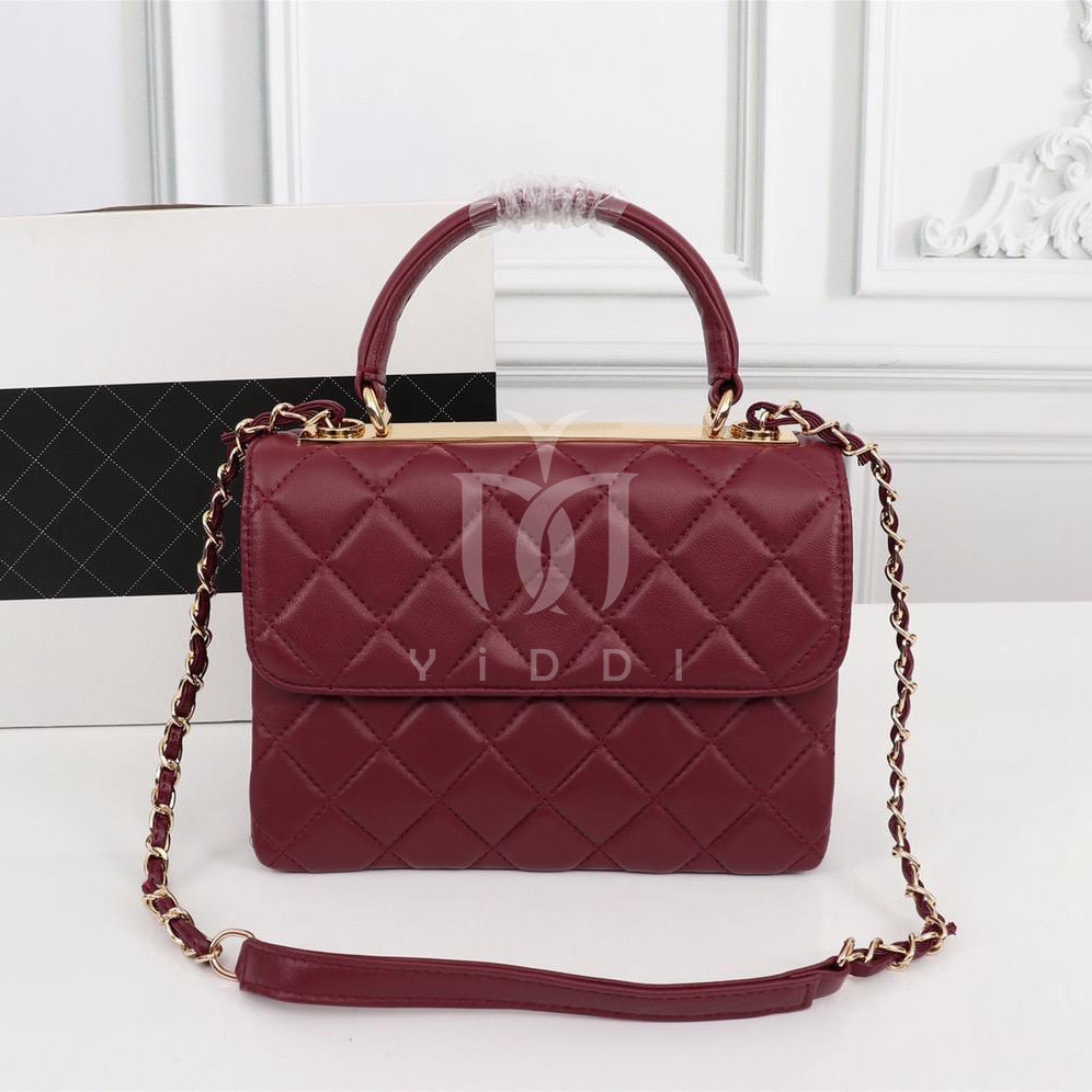 Damen-Umhängetasche mit klassischer Klappe, modische Luxus-Designer-Handtasche aus Kaviarleder, Schwarz, Rot, Umhängetasche