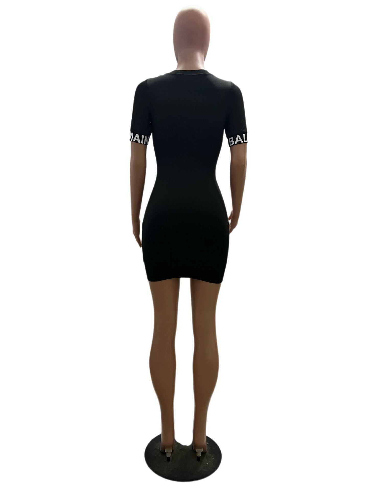 Plus Size 2023 Women Dress Letter Printed Short Sleeve Slim Fit Wrap Hip Dress for Women