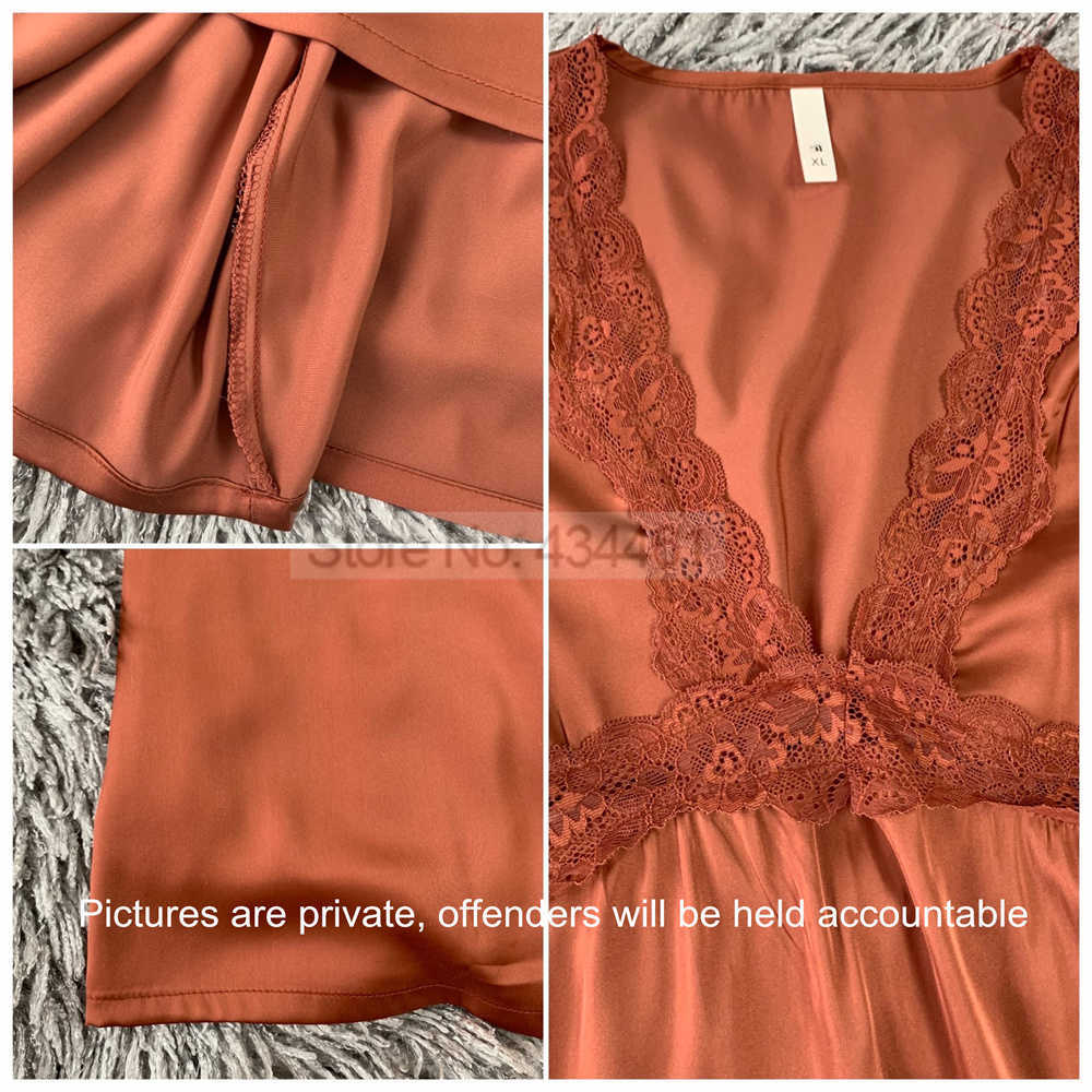 Sexig pyjamas satin nattdress med spet lady sömnklänning sexig v-ringning intim underkläder söt prinsessa stil nattklänning sommar kimono klänning j230601