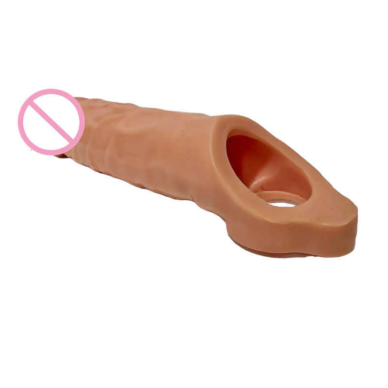 Massager 22 cm lång penisförstoring pumpar dildo tjockare fasta bärbara ärmar flirt kvinna vagina stimulator man extender ring