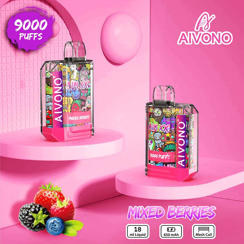 AIVONO AIM XXL 9000 650mAh 배터리를 가진 19ml 포드 사전 채워진 캣 트리지 충전식 토네이도 9000puffs를 가진 650mAh 배터