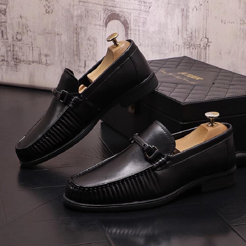 Amerikansk stil man casual skor bekväma mode lyx loafers män läderskor d2h58