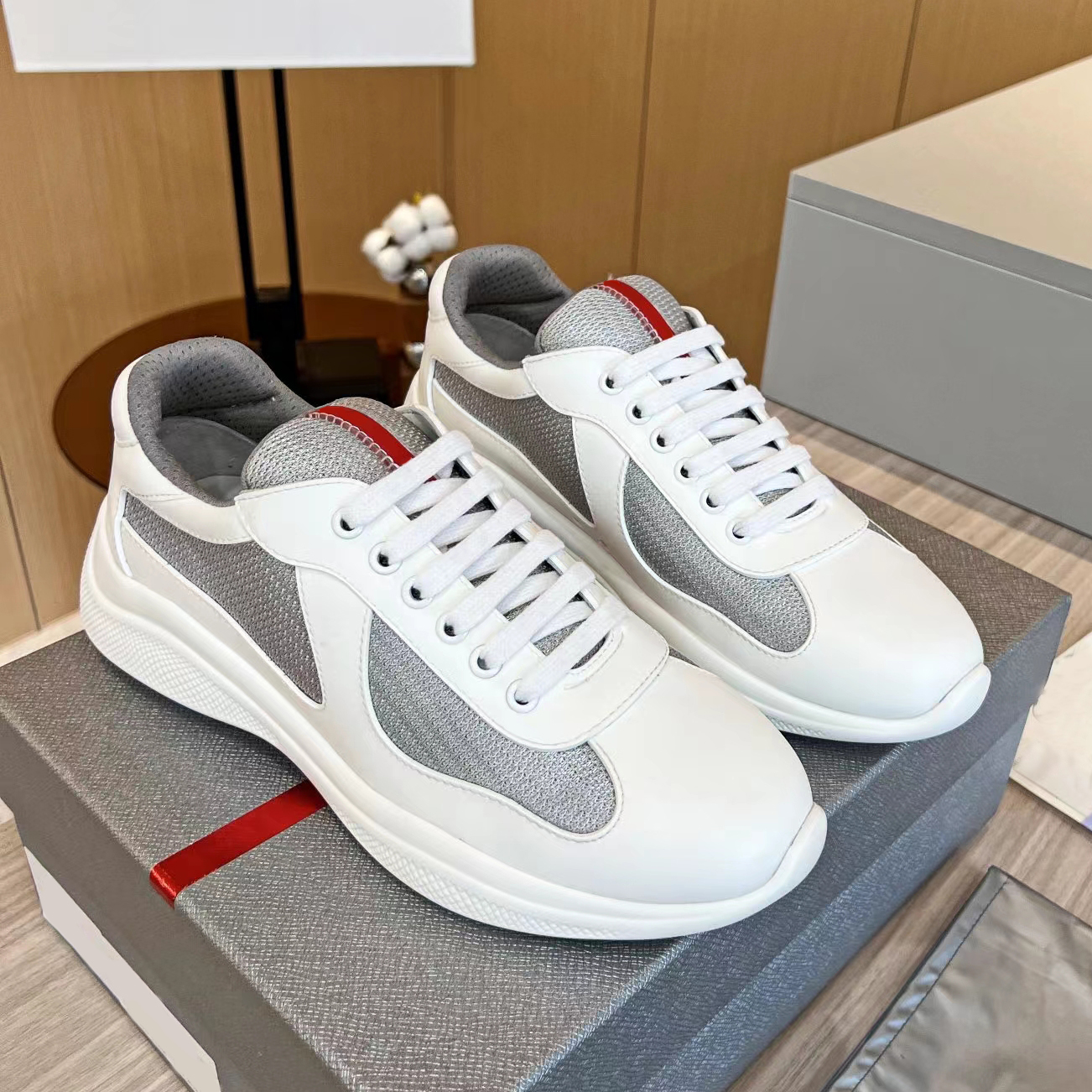 America Cup-sneakers luxe platformsneakers zacht rubber Lichtgewicht en ademende duurzame zomersneakers Designer Koeienhuidschoenen veterschoenen casual schoenen