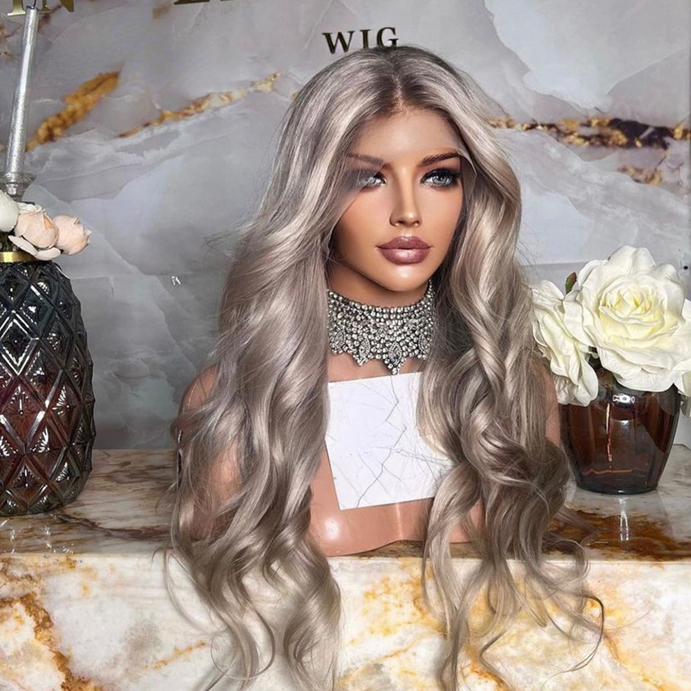 Pre Geplukt Body Wave Lace Front Pruik Menselijk Haar Ash Blonde Ombre Pruiken Transparant 360 Hd Kant Frontale Pruik synthetisch Voor Vrouwen