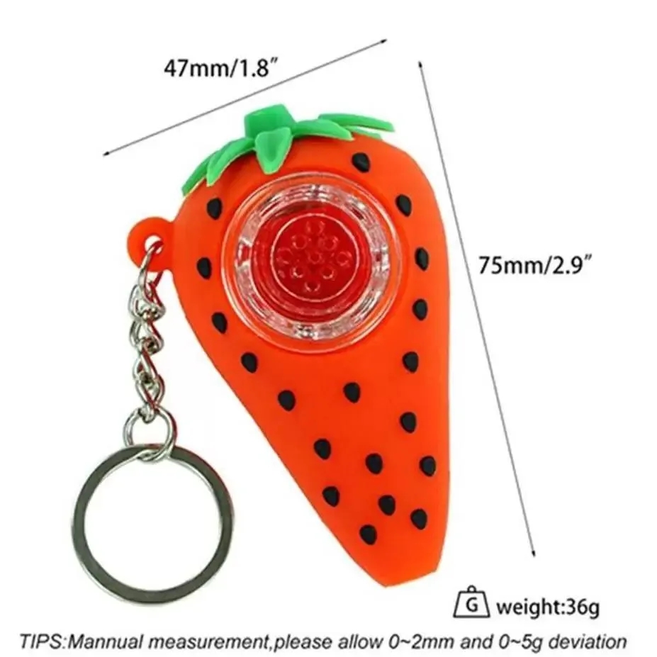 UPS-Ölbrennerrohre Erdbeerform-Silikon-Handtabak, der trockenes Kraut für Silikon-Bong-Glas-Bubbler raucht