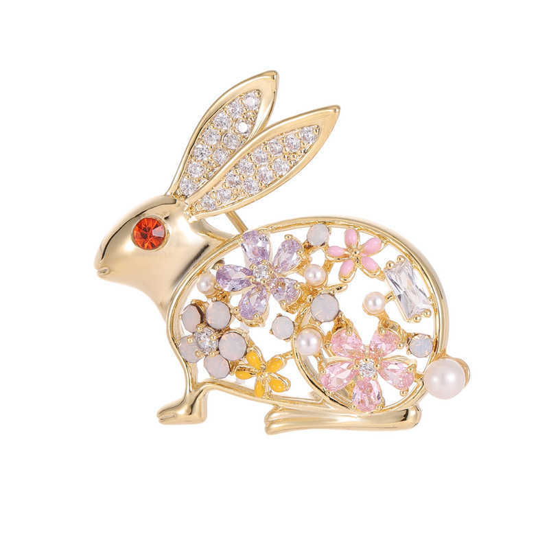 Pins broszki damskie moda tęczowa kryształ piękny królik odpowiedni dla kobiet luksusowy żółty złoty stop z cyrkonem broszka brooth brooth brooth g230529