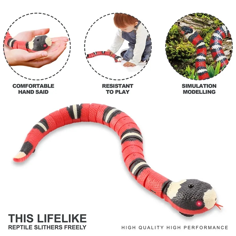 Jouets de chat automatiques rechargeables Jouets interactifs de serpent Eletronic Smart Sensing Snake Tease Toys Détection automatique des obstacles pour les chats Chiens Jouets pour animaux de compagnie