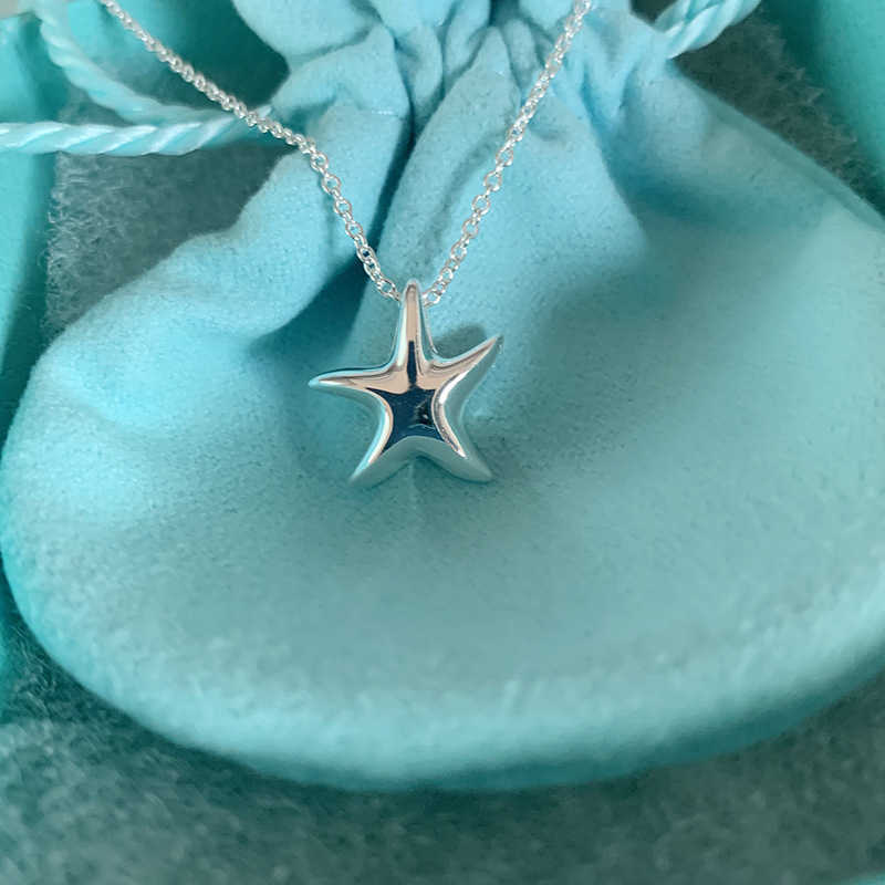 Marque de créateurs Tiffays S925 Collier étoile de mer brillant en argent sterling
