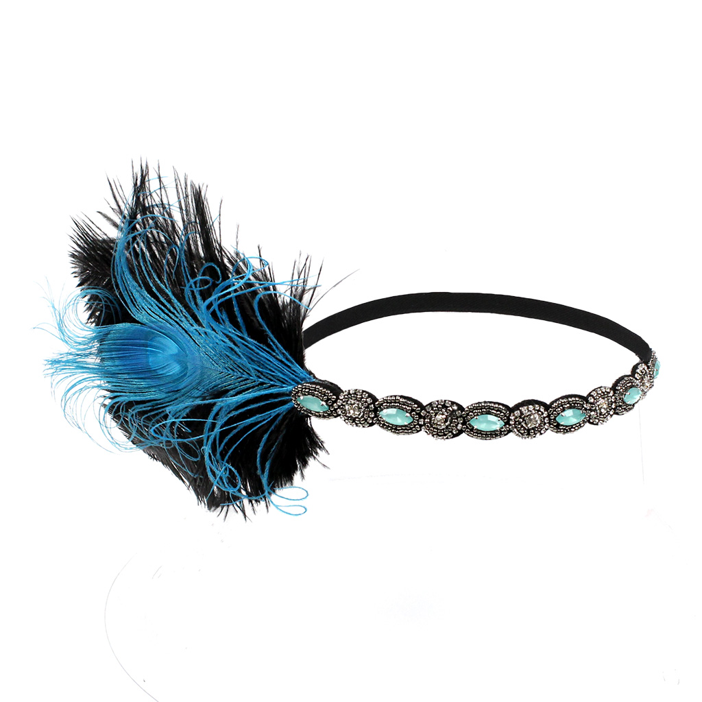 Native American Black Feather Retro Stirnband Pfauenfeder Bühnenaufführung Make-up Ball Model Walk Show Kopfbedeckung XMZ-0034-A