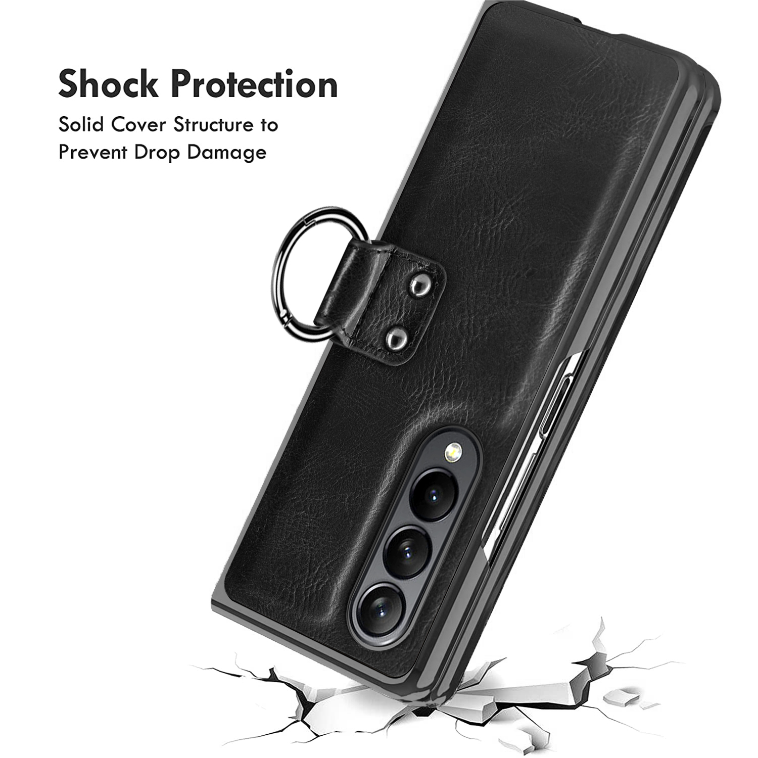 PU Leather Cases For Samsung Galaxy Z Fold 4 Fold3 5G Case Ring Protective Film Screen Protector Cover