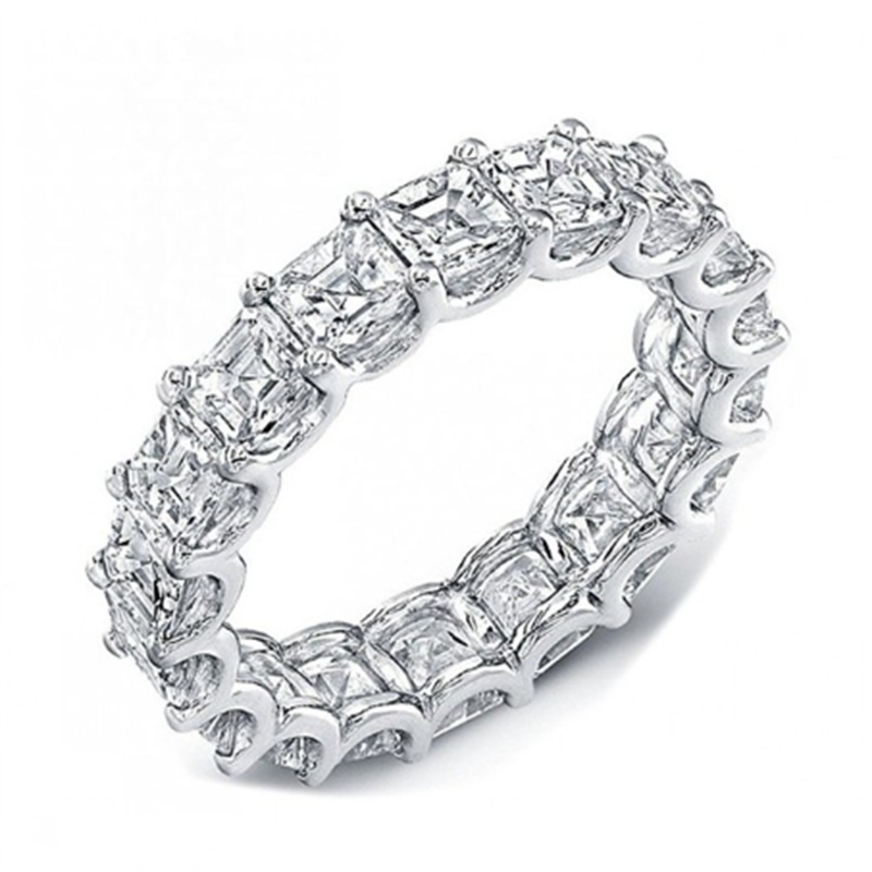 Vecalon Valuable Eternity Band Ring 925 prata esterlina AAAAA Cz Promise Engagement Aliança de casamento anéis para mulheres Jóias masculinas