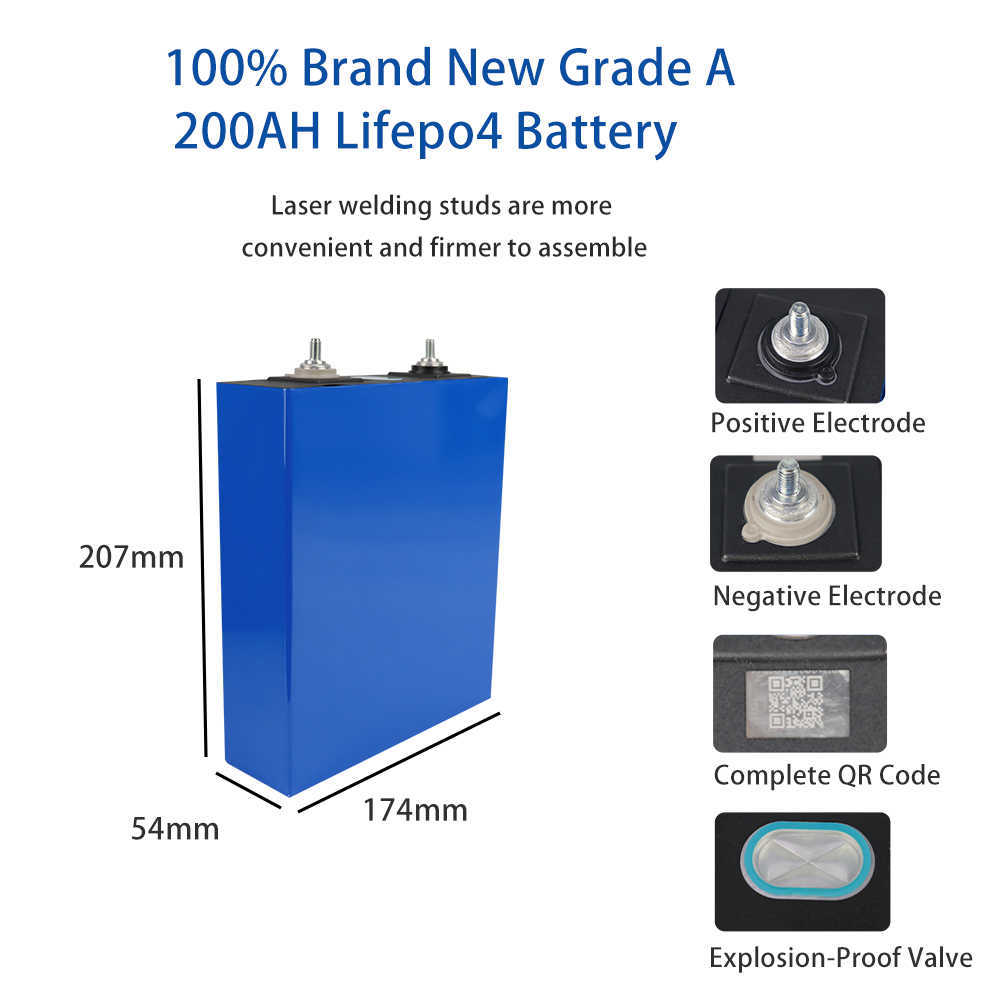 4-Grau A 3.2V 200Ah Lifepo4 Bateria Polônia Estoque 6000 Ciclos Bateria Recarregável Para RV EV Sistema Solar UE EUA Livre de Impostos