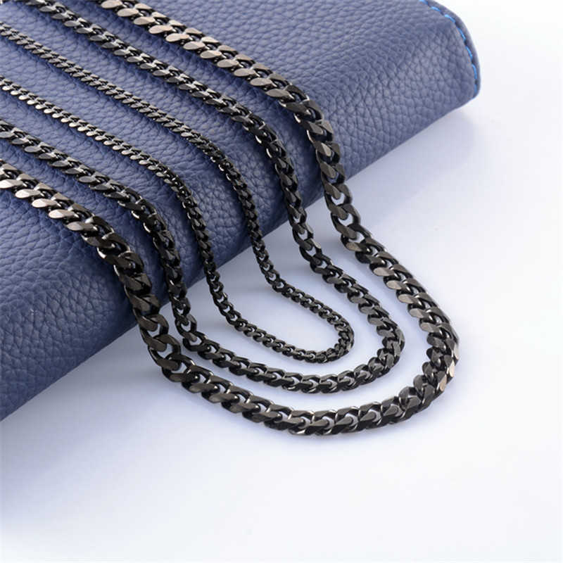 Anhänger Halsketten Kubanische Link Kette Schwarz Farbe Edelstahl Ketten Halsketten Ton Punk Charme Schmuck 3MM 5MM 7MM J230601