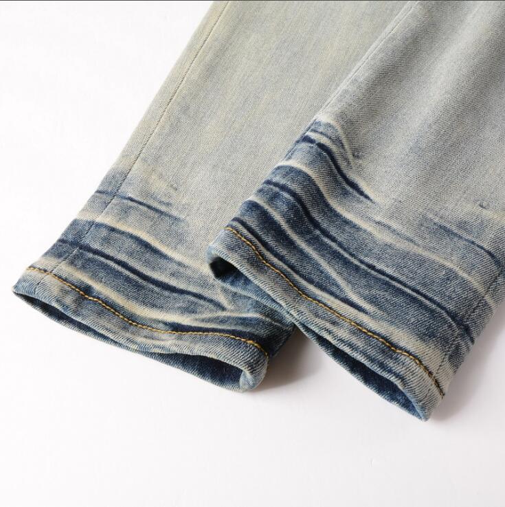 Designer jeans män denim broderi byxor mode hål byxa oss storlek 28-40 hiphop nödställda blixtlåsbyxor för manlig 2023 toppsell ##