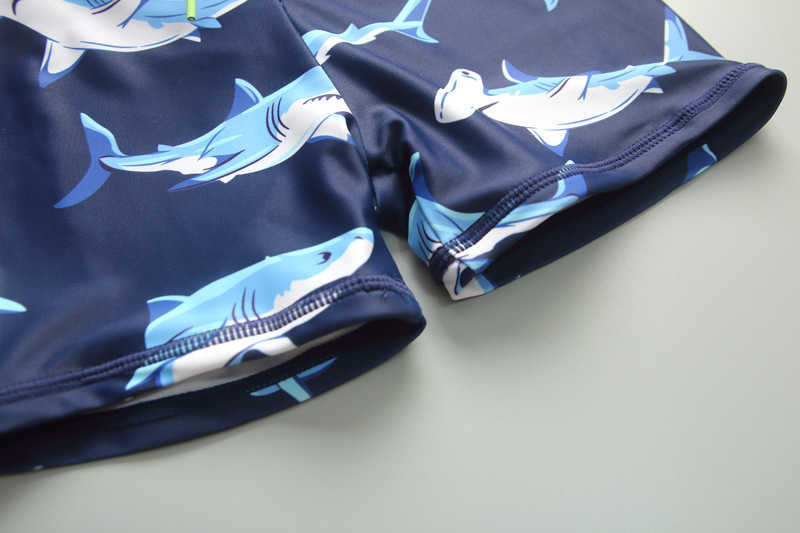 Barnens badkläder Nyanlända pojke Shark Swimsuit Soving Children's Beach Suit With Hat P230602