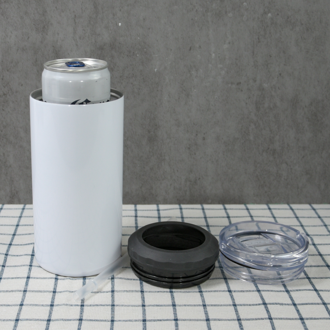 Promotion! Local warehouse! 15oz Sublimation Slim Can Cooler with dual Lid L01