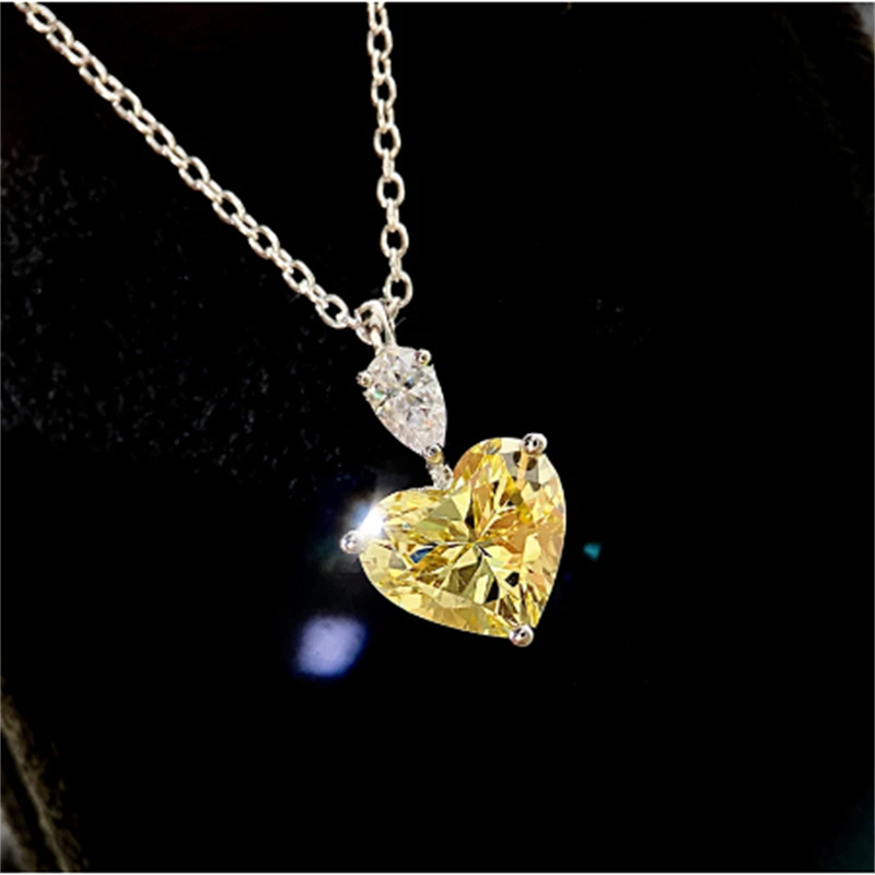 Corazón amor promesa colgante 3t AAAAA cz oro blanco lleno compromiso boda colgante collar para mujeres piedras preciosas joyería