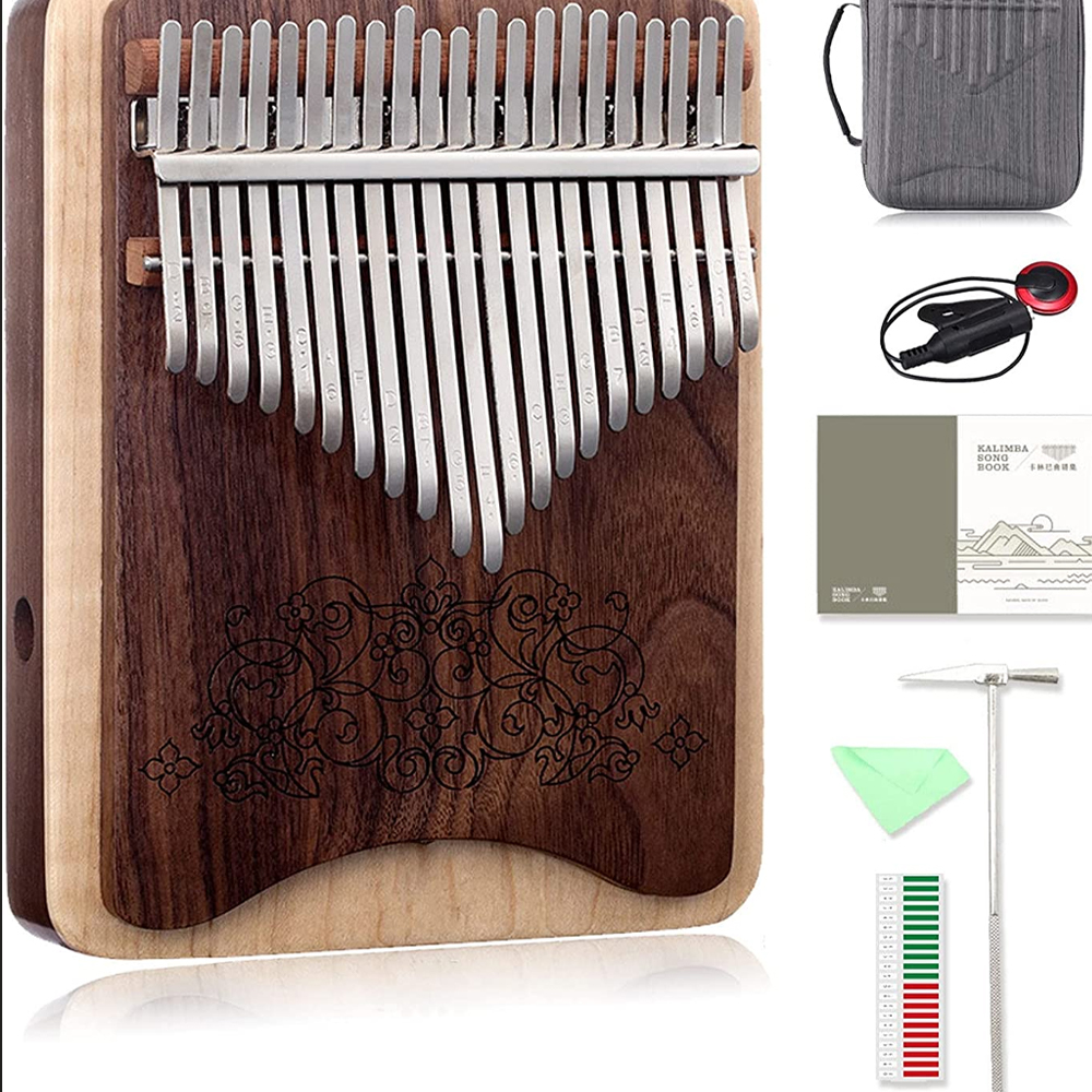 Kalimba 21 Key Thumb Piano Black Walnut Portable Finger Marimba Piano met Tuning Hammer for Kids Beginner