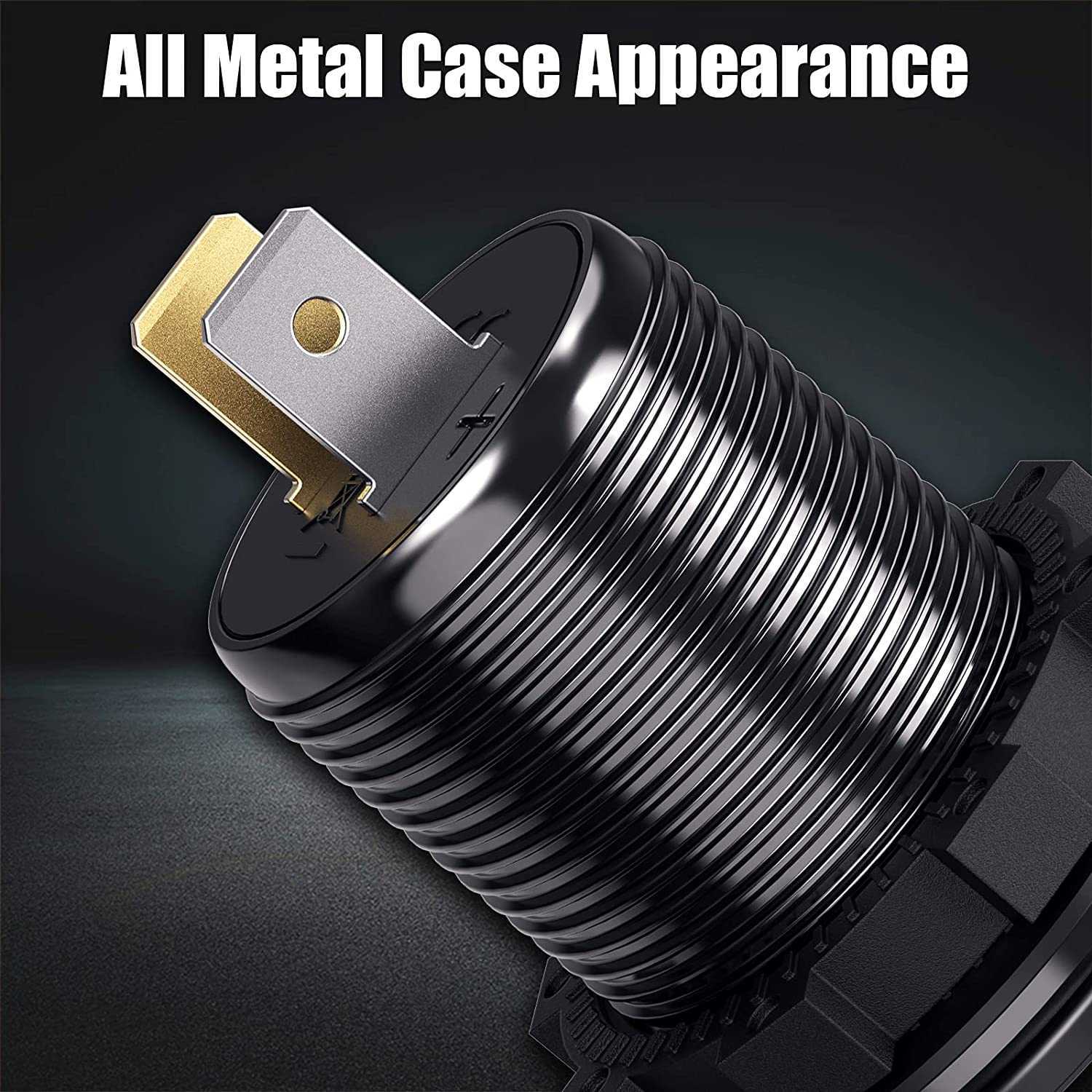 Car charger PD QC3.0 Car Charger Socket 60W 12V 24V USB C Outlet Aluminum Metal Car Socket with Touch Power Switch for Motorcycle Boat