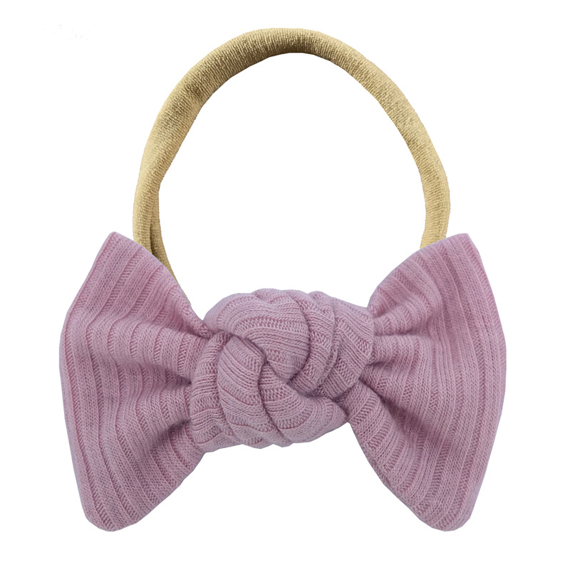 Spädbarn mjuk hudvänlig bomull bowknot hårband fast färg randiga bågar nylon pannband hår tillbehör födelsedag present