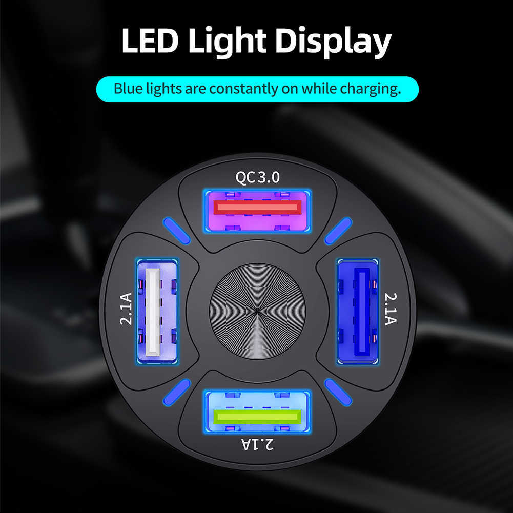 NOWOŚĆ 7A 4PORTS USB Szybka ładowarka samochodowa Szybka ładowanie rozdzielacz papierosy gniazdo qc 3.0 ładowarka w akcesoriach adaptera samochodowego