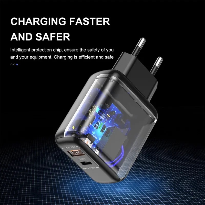 30 Вт PD USB Chargers Quick Charge Type C Быстрая зарядка для iPhone 14 13 Pro Max EU US Plug Charger с QC 4.0 3.0