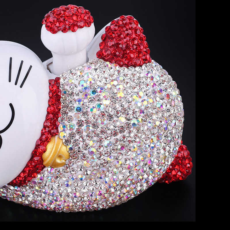 Yeni Elmas Fortune Cat Araba İç Aksesuarlar Gösterge Tablosu Süs Rhinestone Sevimli Güneş Enerjisi Şanslı Kedi Ev Oto Dekorasyon