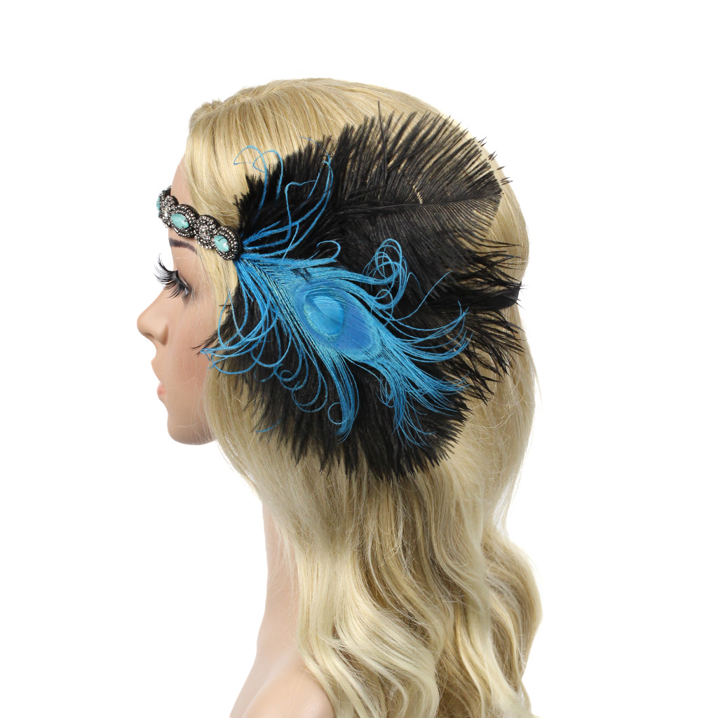 Native American Black Feather Retro Stirnband Pfauenfeder Bühnenaufführung Make-up Ball Model Walk Show Kopfbedeckung XMZ-0034-A