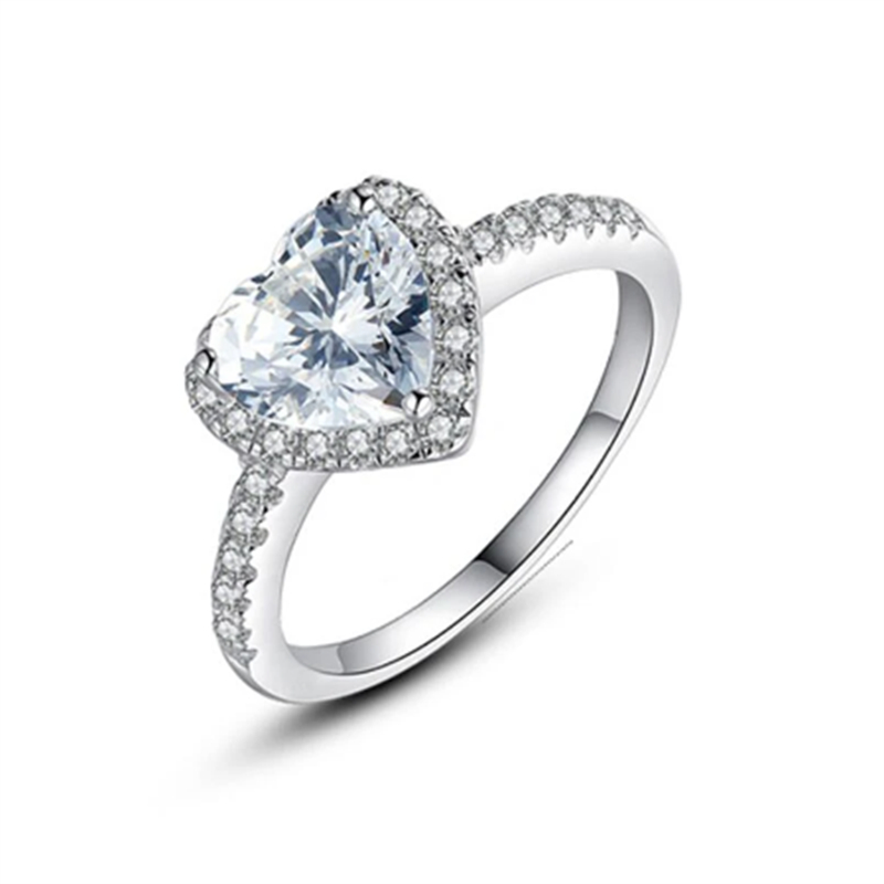 Vecalon Coeur forme Promise Ring 925 argent sterling 1ct AAAAA Cz Stone Bague de fiançailles de mariage pour les femmes Bijoux de mariée