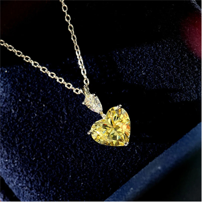 Heart Love Promise Pendant 3T AAAAA CZ Vitt guldfylld förlovningsbröllop hänge halsband för kvinnor ädelstenar smycken