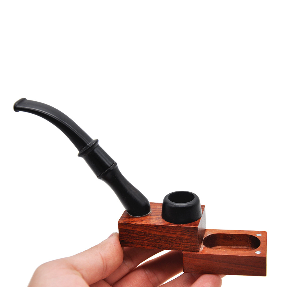 Smoking Pipes New Handmade Free Style Ebony Pipe with Detachable Filter and Curved Handle Cigarette Accessories
