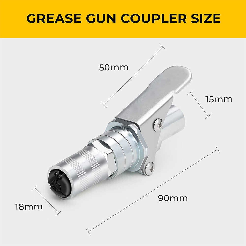 Caricabatteria auto 14000 PSI Grease Tool Coupler Heavy Duty Quick Lock and Release Doppia impugnatura Acciaio inossidabile NPTI/8 Punta grasso senza perdite