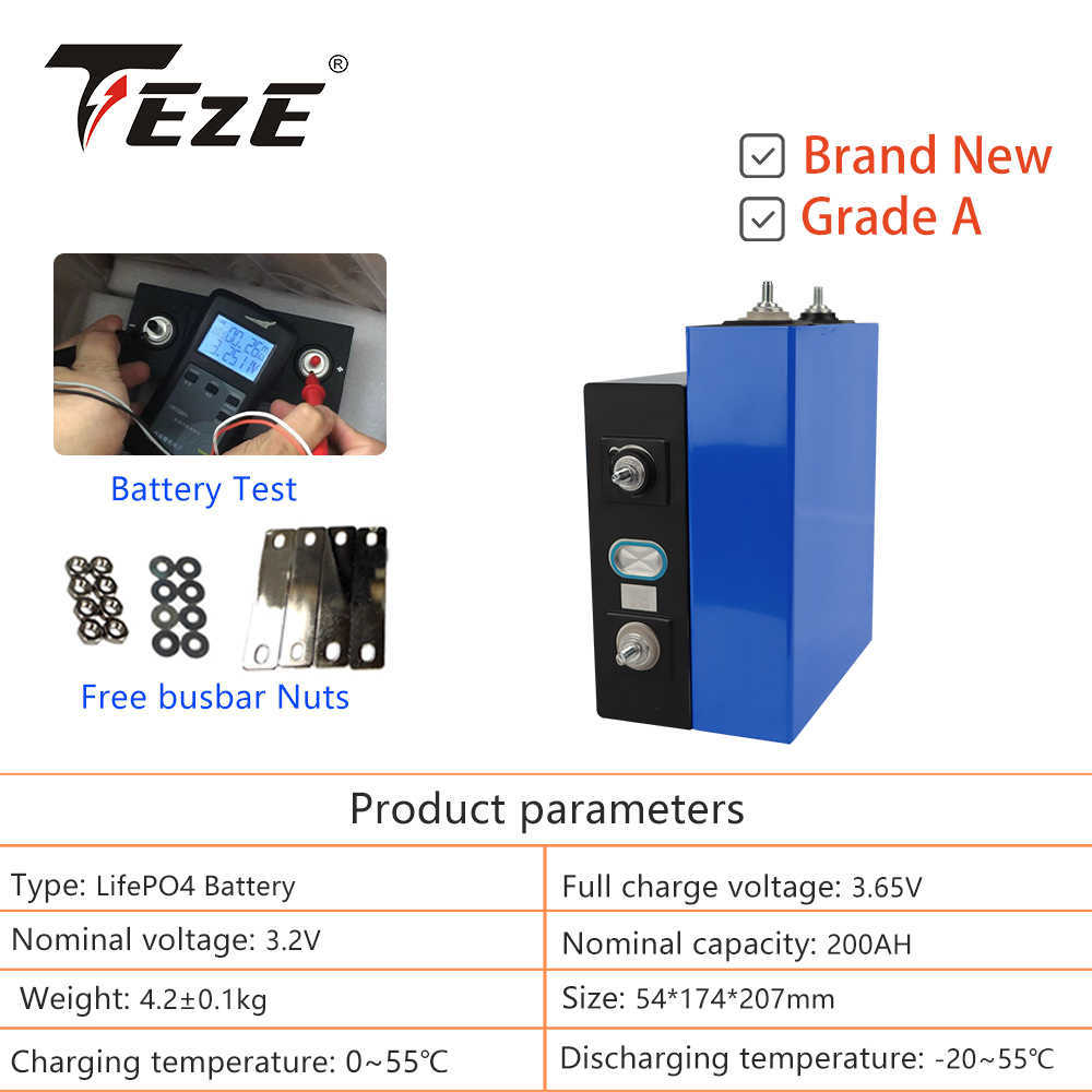 4-Grau A 3.2V 200Ah Lifepo4 Bateria Polônia Estoque 6000 Ciclos Bateria Recarregável Para RV EV Sistema Solar UE EUA Livre de Impostos