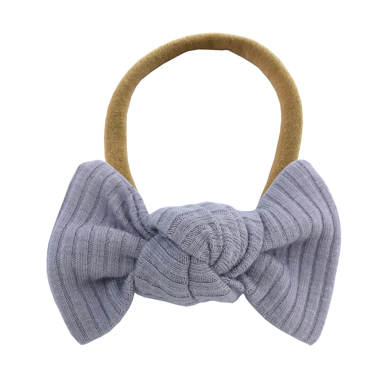 Spädbarn mjuk hudvänlig bomull bowknot hårband fast färg randiga bågar nylon pannband hår tillbehör födelsedag present