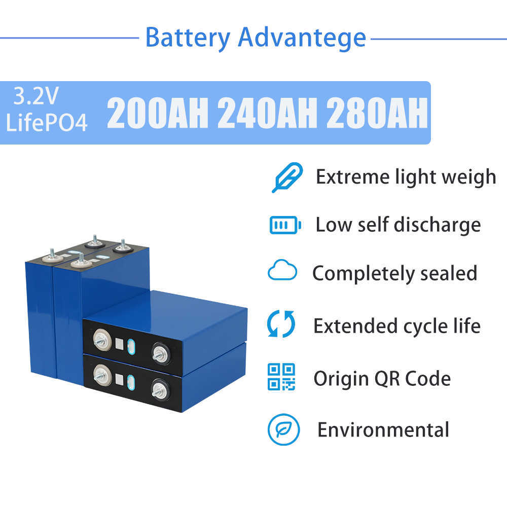 4-Grau A 3.2V 200Ah Lifepo4 Bateria Polônia Estoque 6000 Ciclos Bateria Recarregável Para RV EV Sistema Solar UE EUA Livre de Impostos