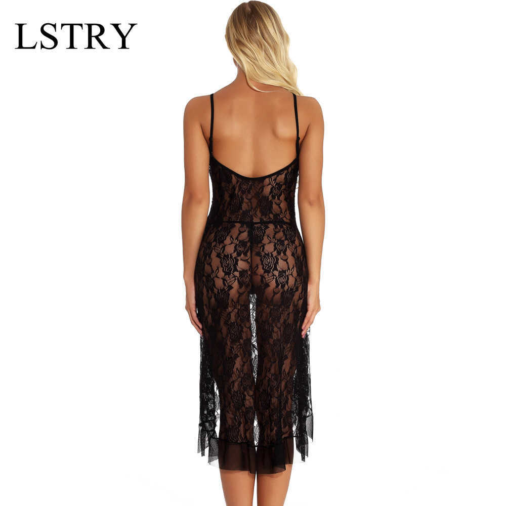 Sexy Pyjamas Hot Sell Ladies Sexy Lace Sleepwear Nightdress SeeThrough Lingerie Big Size Sleeping Dress Black Long Nightgown Hot Erotic S-6XL J230601