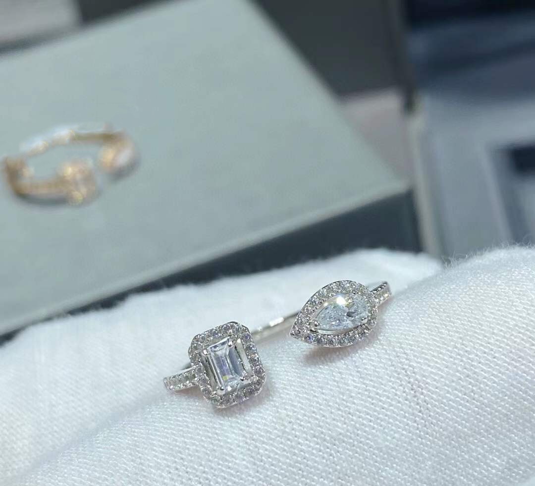 Nieuwe Mode Kristallen Rechthoek Ring Bruiloft Ijs Peer Diamanten Sieraden Vrouwelijke Geometrische Zirkoon Water Drop Ringen Verlovingsfeest