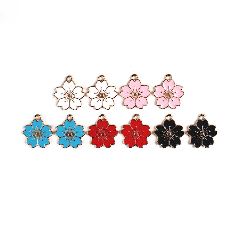 FAI DA TE A-Z Lettera Charms Double Face Smalto Lega Lettera Charms Alfabeto margherita sakura Pendenti Braccialetto fai da te Creazione di gioielli Commercio all'ingrosso 12 * 14mm