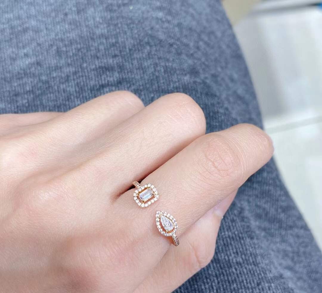 Nieuwe Mode Kristallen Rechthoek Ring Bruiloft Ijs Peer Diamanten Sieraden Vrouwelijke Geometrische Zirkoon Water Drop Ringen Verlovingsfeest