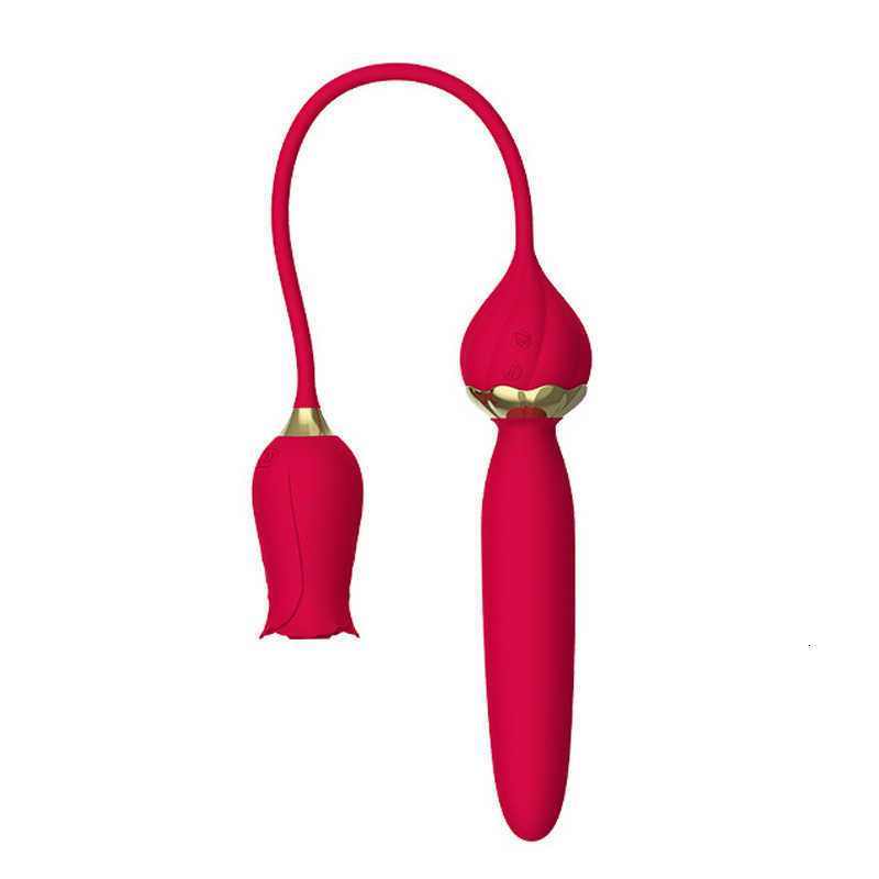 Massager Youngwill Rose Shape Double Headed Vagina Sucking Vibrator Nipple Sucker Oral Licking Clitoris Stimulation for Women