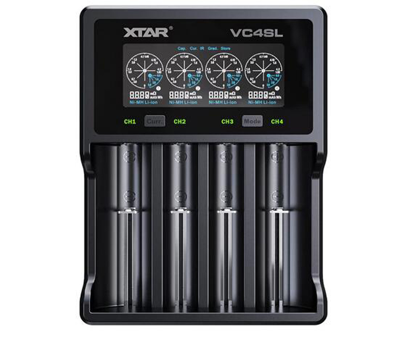 Autêntico XTAR VC4SL Inteligente Universal Smart Battery Charger Lithium Batteries 4 Slots USB Type Quick Charging For Li-ion Ni-MH 18650 21700 20700 VC4S VC8 Plug