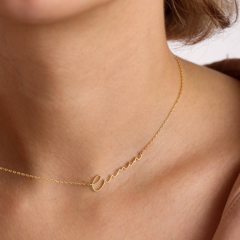 Signature personnalisée personnalisée pour femmes, plaque signalétique, bijoux en acier inoxydable, Collier avec nom, BFF, articles de livraison gratuite