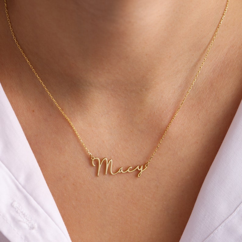 Signature personnalisée personnalisée pour femmes, plaque signalétique, bijoux en acier inoxydable, Collier avec nom, BFF, articles de livraison gratuite