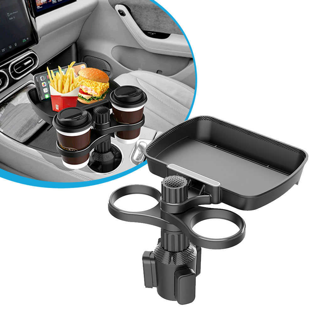 Nouveau plateau de nourriture de support de verre de voiture plateau de support de verre de voiture réglable à 360 degrés avec base pivotante porte-boissons organisé pour accessoires de voiture