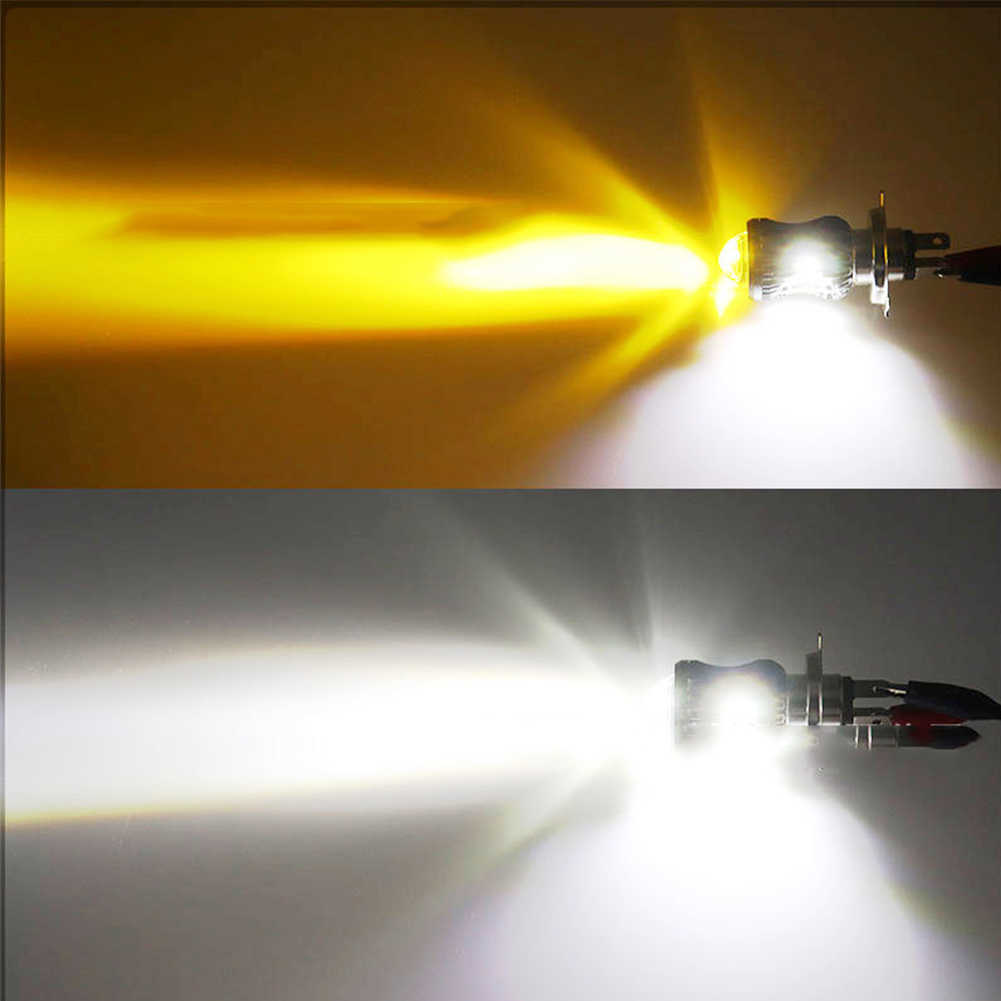 Ny motorcykel strålkastare LED BA20D H6 H4 -glödlampor hej lo strålmoto ledmotorisk strålkastare lampa dubbel färg vit 12v 3500 m bil
