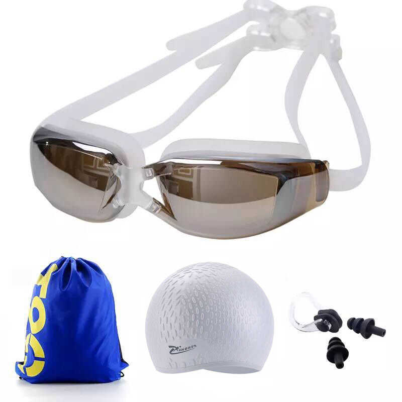 Gafas de natación recetadas para miopía, buceo profesional, gorra de silicona impermeable para hombres, bolsa para piscina, gafas de diodo P230601