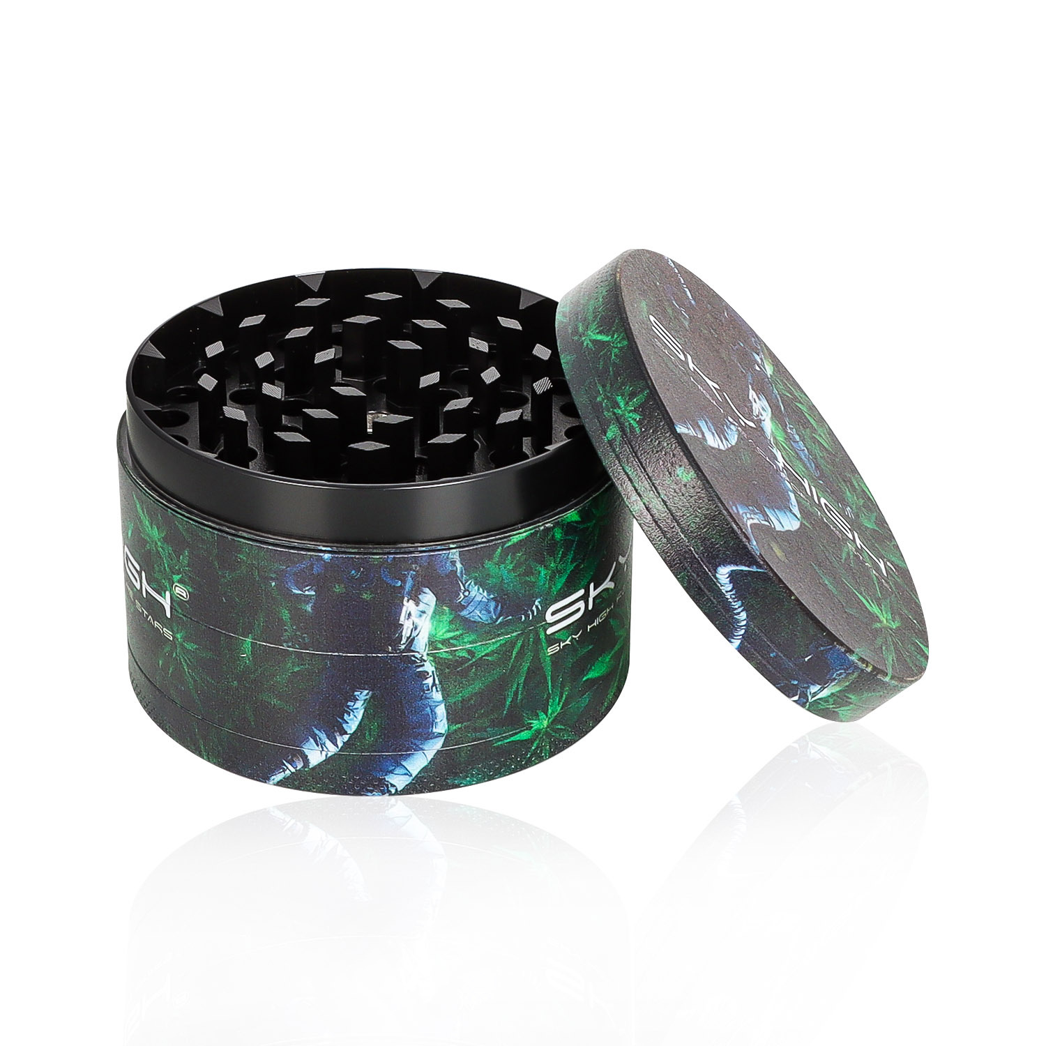 Smoking Pipes New 63mm cartoon printed four layer zinc alloy cigarette grinder